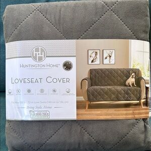HUNTINGTON HOME LOVESEAT QUILTED GRAY COVER NEW IN PACKAGE FITS 58-73”